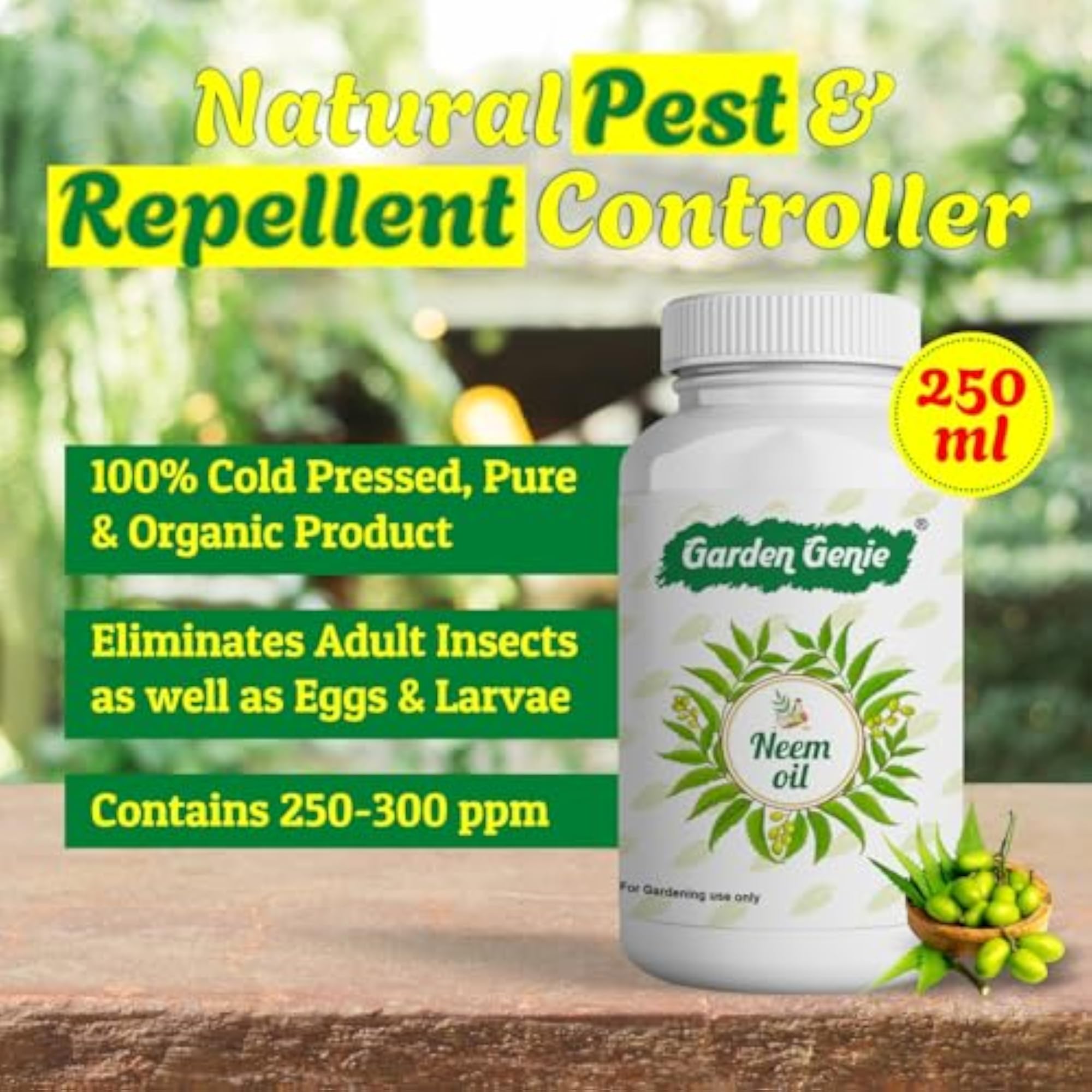 Cold Pressed Water Soluble Neem Oil, 500 ml for Plants